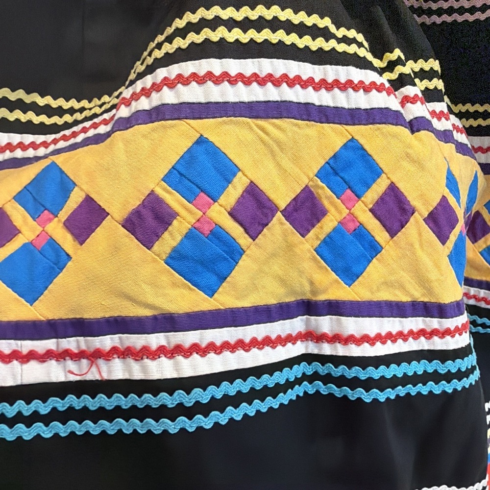 Vintage Seminole Miccosukee Patchwork Native Skirt Sz Med Estimated 1950s - Picture 4 of 9